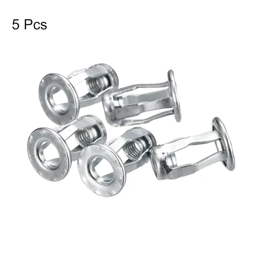 Vista 3 de uxcell Tuercas de gato M5, 5 tuercas roscadas de acero al carbono para metal fino, longitud de 0.724 in