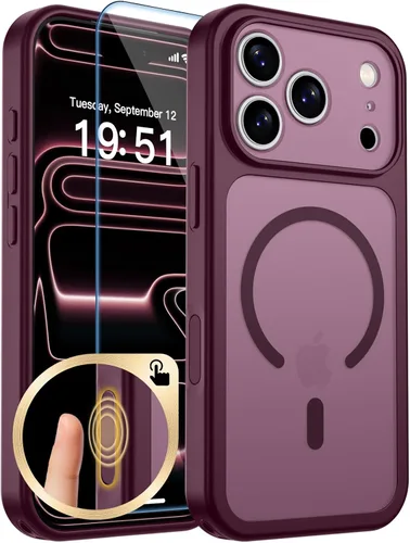 Vista 46 de zapica Funda magnética para iPhone Air, con protector de pantalla de vidrio templado, compatible con MagSafe, translúcida mate, a prueba de golpes