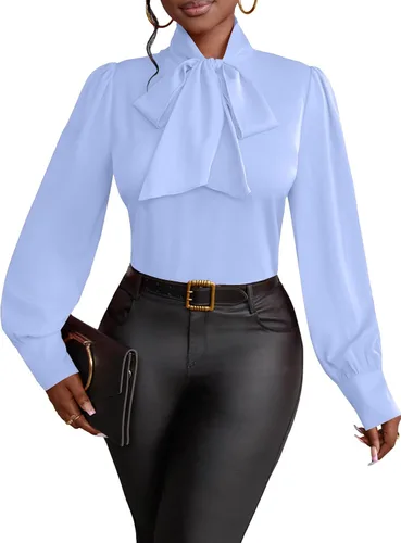 Vista 38 de Vrtige Camisa de mujer elegante con cuello de lazo, manga larga, blusa para la oficina