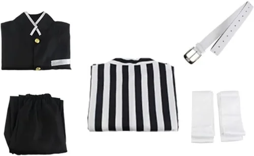 Vista 5 de Iguro - Disfraz de cosplay para adultos, kimono, bata, uniforme de Halloween, conjunto completo con peluca