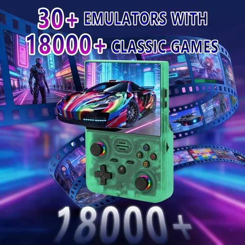 Vista 2 de Consola de videojuegos retro RF45V, compatible con más de 18000 juegos clásicos, tarjeta TF de 64 G, consola portátil con pantalla de 4.5 pulgadas