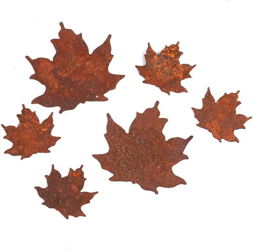 Vista 2 de 24 recortes de hojas de metal rústico: hojas de otoño de hojalata primitivas para manualidades de otoño