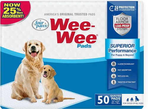 Vista 11 de Four Paws Wee-Wee - Almohadillas de orina sin perfume de rendimiento superior para perros y cachorros, acolchados a prueba de fugas para perros