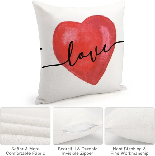 Vista 4 de Fundas de almohada de San Valentín para decoración del hogar, Día de San Valentín, funda de almohada con cremallera, funda de cojín de 18 x 18