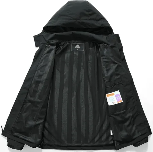 Vista 5 de MOERDENG Chaqueta impermeable para hombre, ligera, con capucha, para primavera, otoño, senderismo, viajes al aire libre