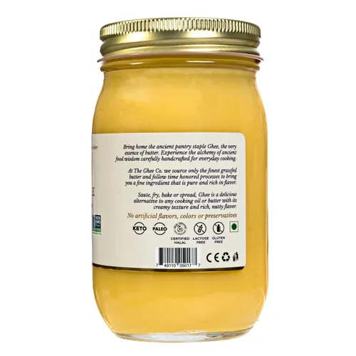 Vista 3 de The Ghee Co, Ghee de ganado alimentado con pasto, 16 oz, frasco de vidrio, hecho con mantequilla grado AA, ghee puro, mantequilla clarificada