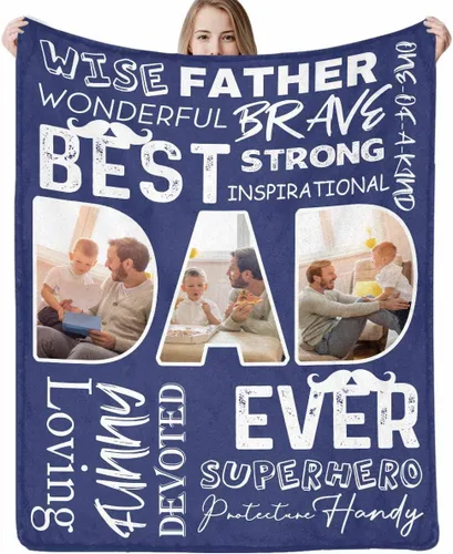 Vista 18 de Manta personalizada para papá abuelo, regalo de manta personalizada para el día del padre, manta personalizada con foto para papá, regalo