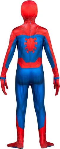 Vista 5 de Marvel Spider-Man - Disfraz oficial de Halloween Zentai para jóvenes, elastano elástico bidireccional con aberturas para la muñeca