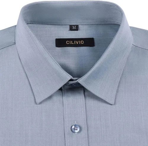 Vista 3 de Camisa de vestir elástica resistente a las arrugas para hombre, camisa de manga larga con botones y ajuste regular