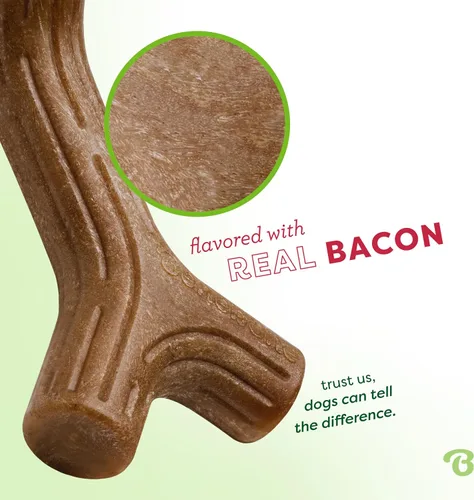 Vista 2 de Benebone - Juguete masticable para perros con palo de tocino para masticadores agresivos, tocino real, grande