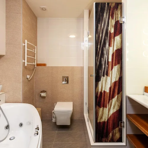Vista 8 de Película decorativa de privacidad para ventana, diseño rústico antiguo, bandera estadounidense, estática, translúcida, adhesivos para ventanas