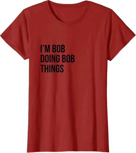 Vista 44 de Camiseta con texto en inglés "I'm Bob Doing Bob Things" Asfalto