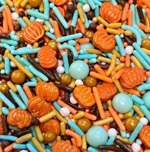 Vista 3 de COOL MOM SPRINKLES Gránulos de calabaza de otoño (4 onzas) – Gránulos temáticos de cosecha de otoño para decorar pasteles, cupcakes, galletas