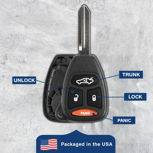 Vista 12 de KeylessOption Carcasa de Reemplazo para Llavero Compatible con Chrysler 300 Aspen 2005 2006 2007 2008 2009, Dodge Charger Durango, Jeep Commander