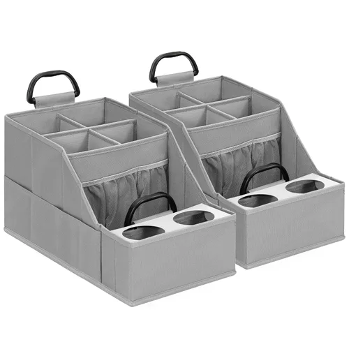Vista 10 de Organizador de asiento de automóvil para asiento trasero, organizador de automóvil con 12 compartimentos de almacenamiento, 2 portavasos