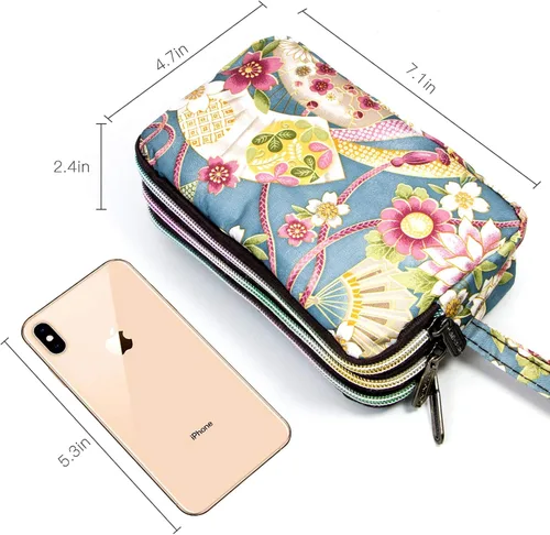 Vista 4 de BIAOTIE Cartera de pulsera de gran capacidad, Bolso de mano de nailon impreso impermeable para mujer