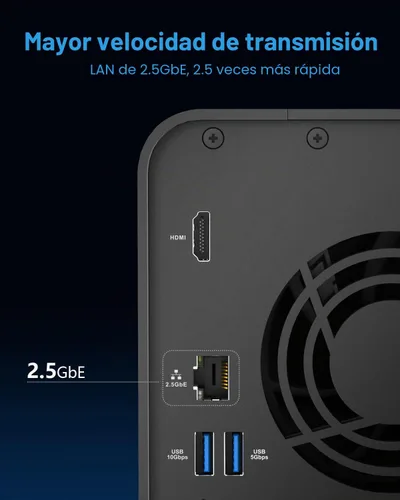 Vista 4 de TERRAMASTER Almacenamiento NAS de 2 bahías F2-425 - CPU Intel x86 Quad-Core, 4 GB de RAM, LAN de 2.5GbE, servidor multimedia de almacenamiento