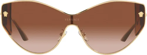 Vista 3 de Versace Lentes de sol para mujer montura dorada lentes degradadas marrones 0000in Oro