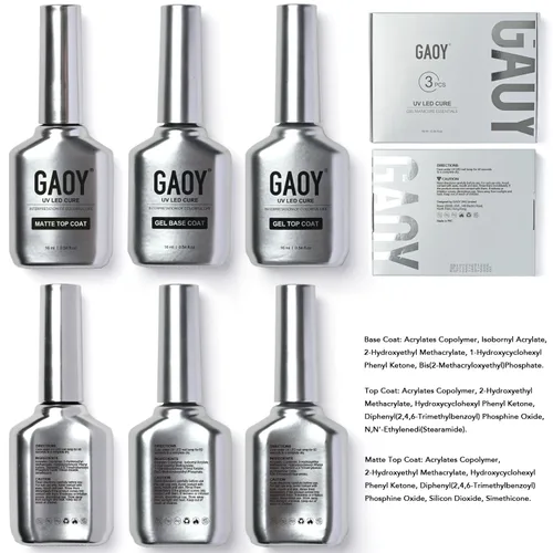 Vista 7 de GAOY Capa superior de gel de 0.6 fl oz, juego de capa superior y base mate