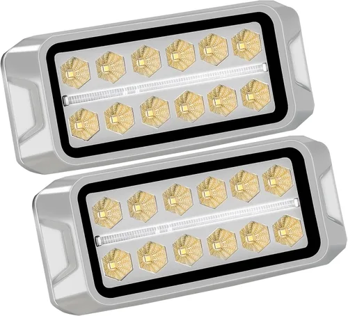 Vista 7 de Agrieyes Luces estroboscópicas ámbar 2 en 1, con luz de posición roja, luces intermitentes de base de aluminio para vehículos de rescate, luces LED