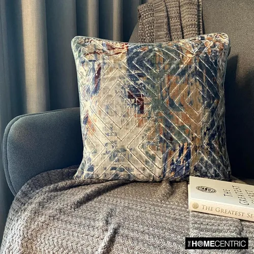 Vista 89 de The HomeCentric Funda de almohada con cremallera, funda de cojín azul de 12 x 12 pulgadas, funda de cojín de algodón bordado para sofá, diseño