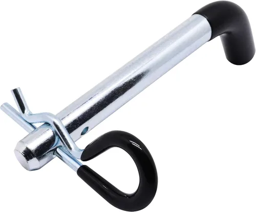 Vista 6 de Pasador de enganche de remolque, pasador de enganche de remolque de tractor de 1/2 pulgada y clip, pasadores de remolque con mango negro recubierto