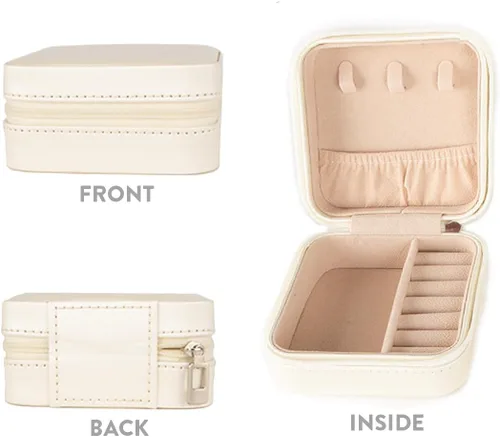 Vista 5 de Andaz Press Joyero personalizado para mujeres, estuche de viaje portátil pequeño de 4 x 4 pulgadas, organizador de almacenamiento para accesorios