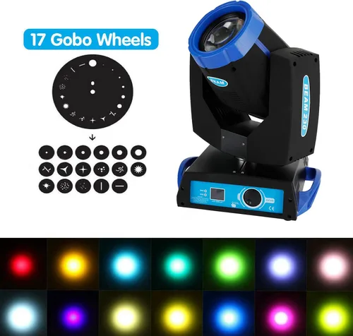 Vista 5 de 230W 7R Zoom Cabeza Móvil Haz Sharpy Luz 8 Prisma Estroboscópico DMX 16Ch Fiesta Azul