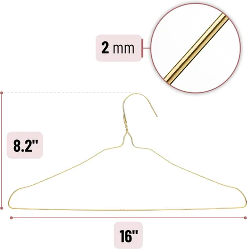 Vista 3 de Mr. Pen Ganchos de metal dorado - Paquete de 10, perchas de alambre para ropa Perchas de ropa delgadas y que ahorran espacio, duraderas