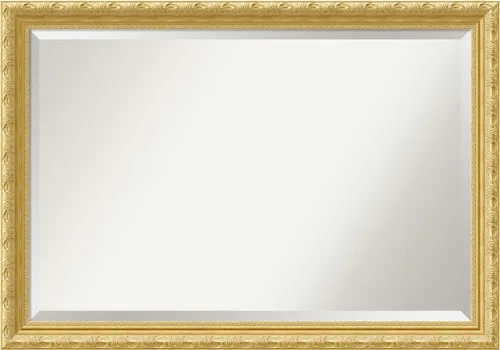 Vista 12 de Amanti Art 24x20 Bathroom Vanity Mirror, Versailles Gold Wood Frame, Rectangular Wall Mirror, Beveled Edge, Hangs Horizontally or Vertically