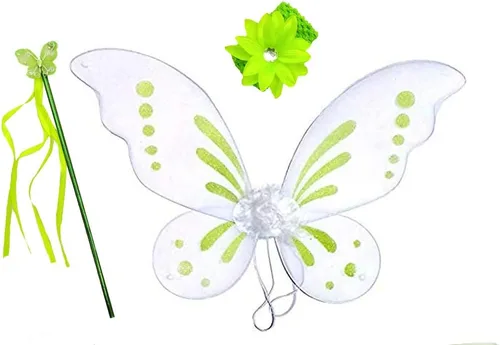 Vista 5 de Enchantly Disfraz de hada - Alas de hadas para niñas - Disfraz de Campana de Tinkerbell para niñas - alas de Pixie varita y diadema