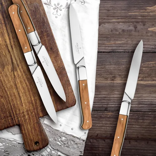 Vista 3 de Hampton Forge Sfs51L04Wb Lynden - Juego de 4 cuchillos para carne de madera de olivo