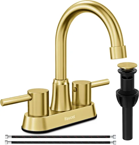 Vista 10 de Grifo de baño negro de 3 agujeros, grifos de baño para fregadero de 3 agujeros, grifo de lavabo de baño, juego central de 4 pulgadas y 2 asas, sin