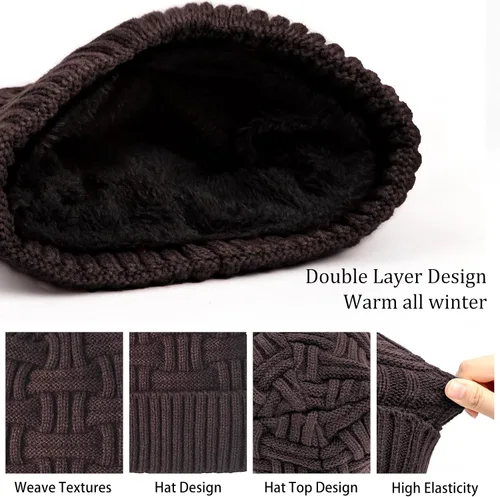 Vista 94 de Loritta Gorro de invierno cálido de punto grueso y holgado para hombre