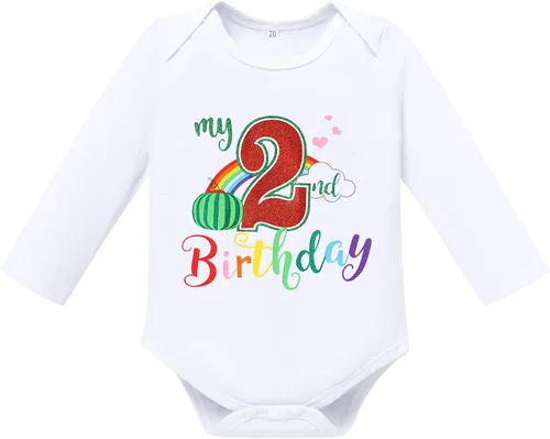 Vista 2 de ODASDO Conjunto de mameluco de manga larga para bebé niña con diseño de arco iris para 1 2 y 3 cumpleaños