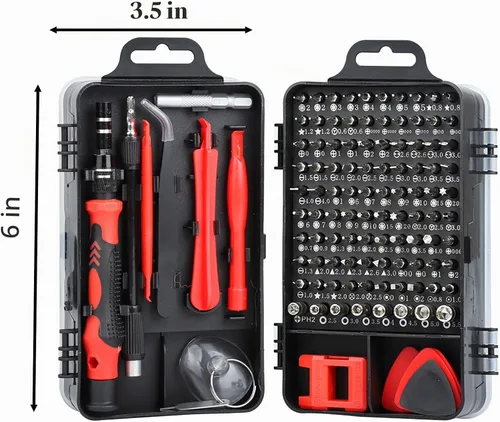 Vista 2 de 115 en 1 juego de destornilladores de precisión, kit de herramientas de reparación profesional de acero cromo vanadio para computadora, reloj