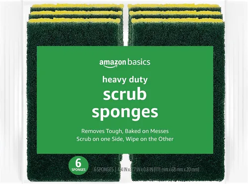 Vista 9 de Amazon Basics Esponjas de doble cara resistentes, reutilizables, 4.4 x 2.7 x 0.8 pulgadas, amarillo/verde, paquete de 6