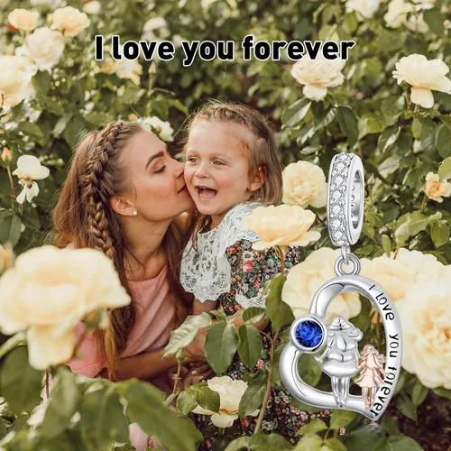 Vista 55 de PROESS Dije para padre, madre e hija, pulsera de plata de ley para pulseras, regalos de cumpleaños, día de San Valentín, para hija, madre, amante