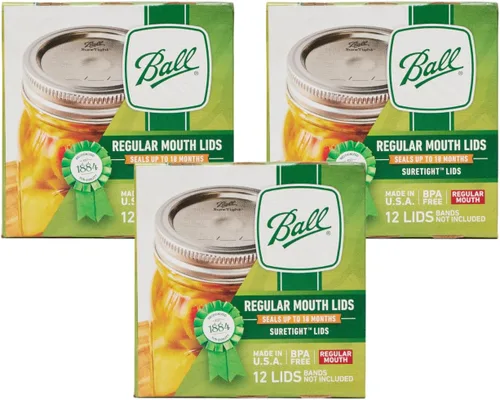 Vista 5 de Ball Tapas para Frascos Mason, Boca Regular, 12 CT (Paquete de 24)