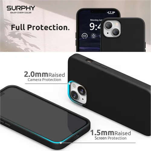 Vista 4 de SURPHY Compatible con iPhone 13 Mini, funda de piel sintética de alta calidad (con botones metálicos y forro de microfibra) para 13 Mini