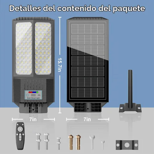 Vista 9 de Luz solar de calle de 7000 W, luces solares comerciales impermeables al aire libre, 200 luces LED de alto brillo, luces solares de estacionamiento