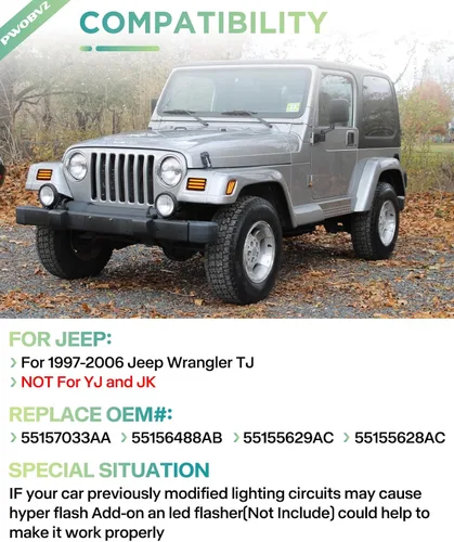 Vista 5 de Luces direccionales delanteras ámbar para Jeep Wrangler TJ 1997 1998 1999 2000 2001 2002 2003 2004 2005 2006, DRL luces de estacionamiento