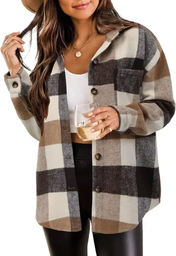 Vista 138 de ZOLUCKY Chaqueta de manga larga con botones para mujer, talla grande, blusas