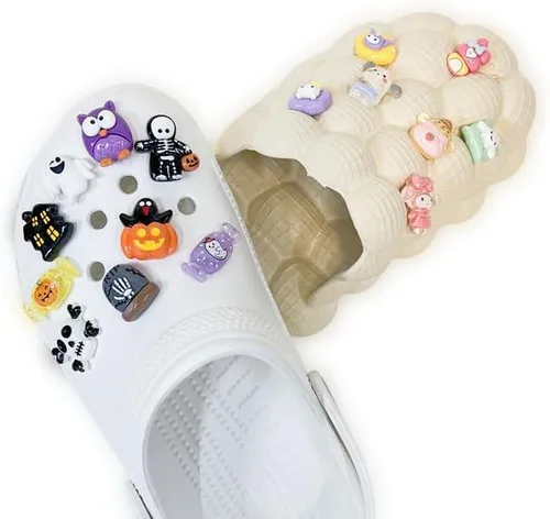 Vista 9 de Dijes de decoración de zapatos de Halloween para Crock, paquete de 32 dijes de resina para zapatos de zuecos y sandalias, pulseras, accesorios