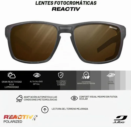 Vista 3 de Julbo Shield M - Lentes de sol de montaña para hombres y mujeres con protectores de elastano extraíbles para senderismo, esquí, nieve, 100% Marco