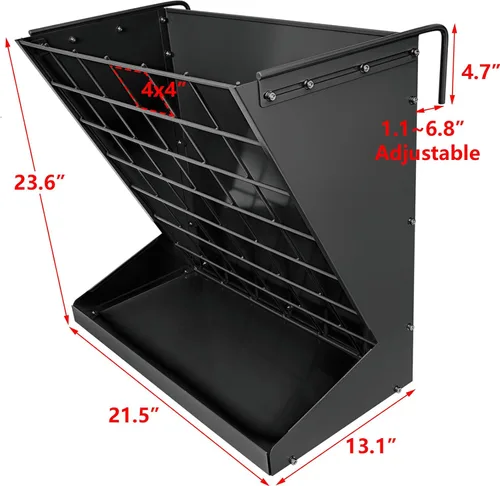 Vista 2 de Estante de heno para montaje en pared, de metal galvanizado resistente 2 en 1, alimentador de heno y granos, comedero para ganado con distancia