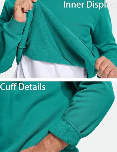Vista 4 de MAGCOMSEN Sudadera de cuello redondo para hombre de manga larga casual cálida de forro polar
