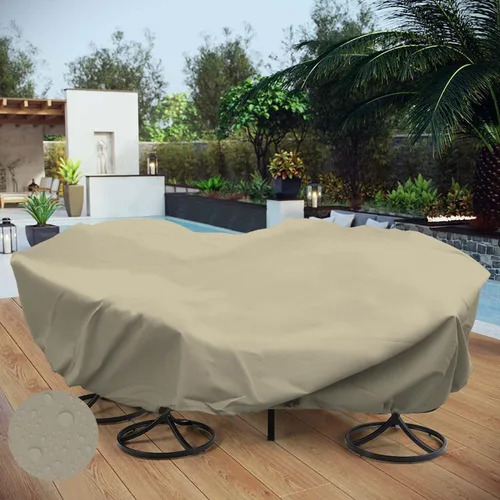 Vista 7 de Fundas para muebles de patio, impermeables, resistentes a los rayos UV, resistentes a los rayos UV, para exteriores, mesa redonda y rectangular