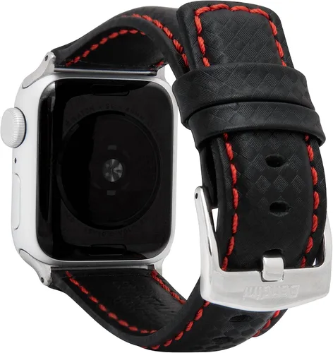Vista 21 de Bandini Correa de cuero de fibra de carbono para hombre para Apple Watch de 1.732 in 1.772 in 1.654 in 1.614 in 1.575 in 1.496 in Ultra 1.929 in