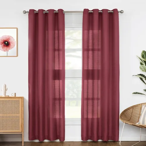Vista 17 de Melodieux Cortinas Semitransparentes Negras de 63 Pulgadas de Largo para Ventanas Pequeñas de Sala de Estar y Dormitorio con Aspecto de Lino Rústico